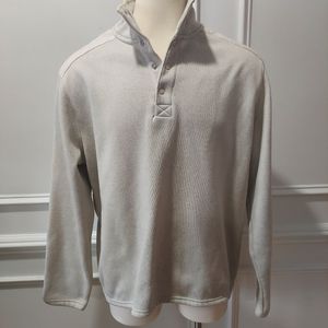 Mens beige fleece mock neck long sleeve shirt